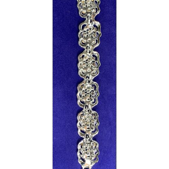 Navy and Light Blue Crystal Bracelet in Silver wash, Vintage - Picture 5 of 6